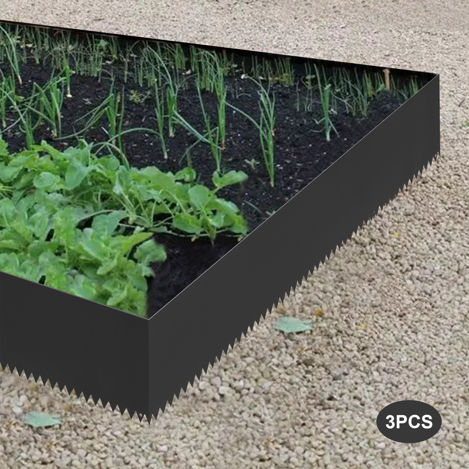 Toolven Flexible Landscape Edging Set of 3, 9.74ft Total Length, Corrosion-Resistant Steel, Easy Installation for Garden Landscaping and Zoning